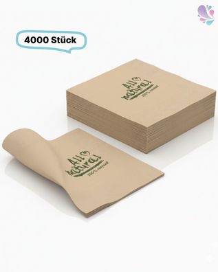 Servietten Natur 24 x 24 cm - 4.000 Stück, 2-lagig