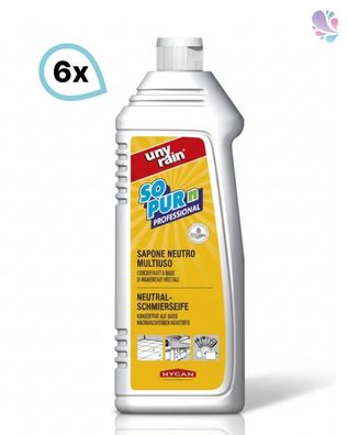 Neutrale Profi-Schmierseife, Hochkonzentrat 6 x 1 Liter Flasche, zur Reinigung und En
