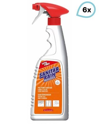 Saurer Profi-Spezialreiniger und Entkalker, 6 x 750 ml Sprühflasche, für Badoberfläch