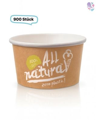 Eisbecher Zero Plastic 500ml, 900 Stück, recycelbar, aus natürlichem Papier ohne Kuns