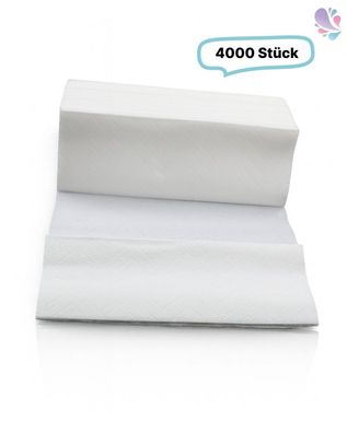 Papierhandtücher ZZ-Falz, Handtuchpapier, Recyclingpapier, hochweiß, 2-lagig, 4.000 T