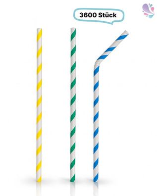 Papier- Trinkhalm, Flex - BUNT 5,8 x 220 mm, 3.600 Stk