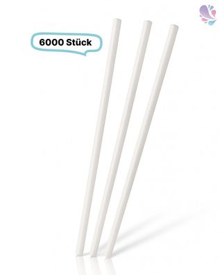 Papier- Trinkhalm, WEIß- JUMBO, 8X210MM, 6.000 Stk
