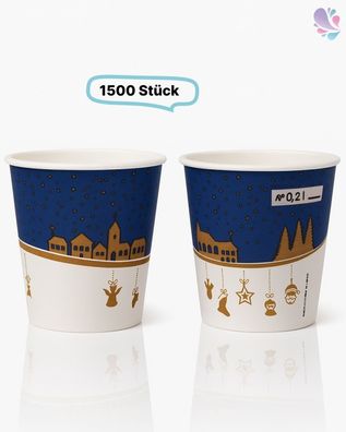 Glühwein/ Heißgetränke-Pappbecher, Pappbecher 8oz, Volumen: 0,2 Ø 80 mm, 1.500 Stk,