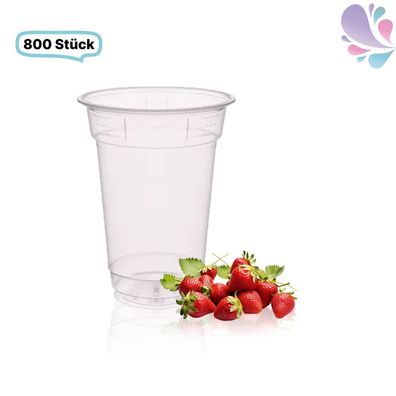 Smoothie Cups, klare Becher 300ml - 800 Stück, transparentes recyceltes PET