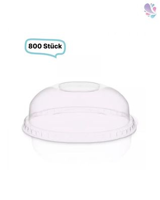 Deckel ohne Loch, Domdeckel RPET - 800 Stück, transparentes recyceltes PET für Cups,