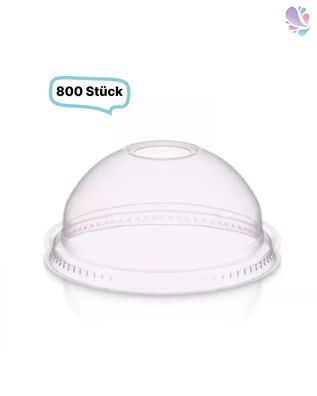 Deckel mit Loch, Domdeckel RPET - 800 Stück, transparentes recyceltes PET für Cups, k