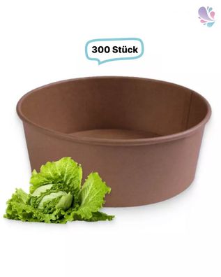 Salatboxen Salatschalen braun 750ml, 300 Stück, to go, take away, biologisch abbaubar
