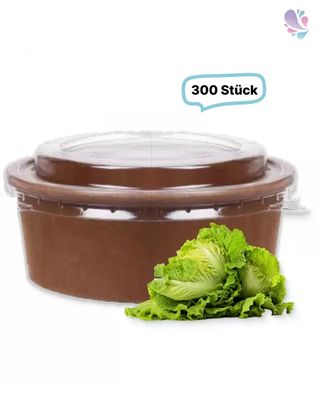 SET: Salatboxen Salatschalen braun 500ml + RPET Deckel, 300 Stück, to go, take away,