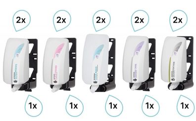 K-SET Handreinigung, -schutz &- pflegeprogramm mit Wandhalterung, 2x5 verschiedene Mi
