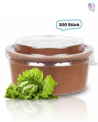 SET: Salatboxen Salatschalen braun 1000ml + Deckel, 300 Stück, to go, take away, Papp