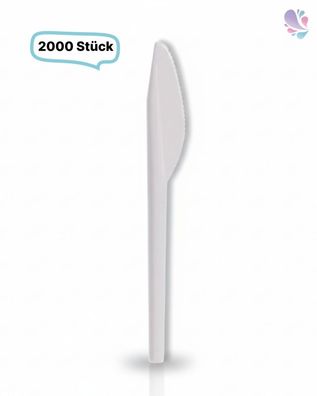 Messer, Plastikmesser, Mehrwegbesteck, 16 cm, 2.000 Stk, weiß, robust, Premium Qualit