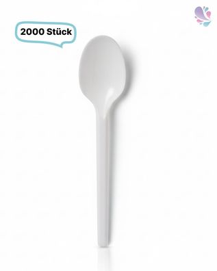 Löffel, Plastiklöffel, Mehrwegbesteck, 16 cm, 2.000 Stk, weiß, robust, Premium Qualit