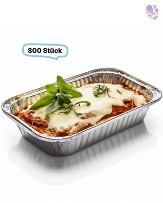 Alu-Schale, Menüschale, 900ml, ungeteilt, rechteckig, 800 Stk, 22,2 x 15,8 x 3,8 cm