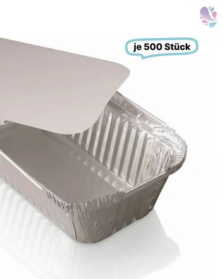 SET: Alu-Schale + Deckel, Menüschale 670ml, mittel, ungeteilt, rechteckig, 500 Stk, 2