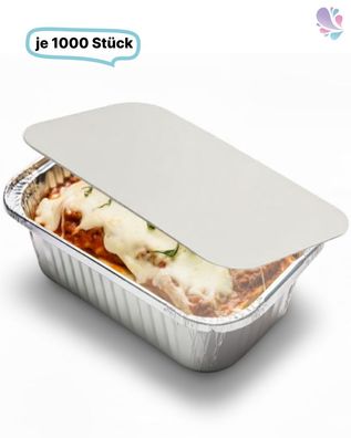 SET: Alu-Schale + Deckel, Menüschale, 470ml, ungeteilt, rechteckig, 1000 Stk, 14,5 x