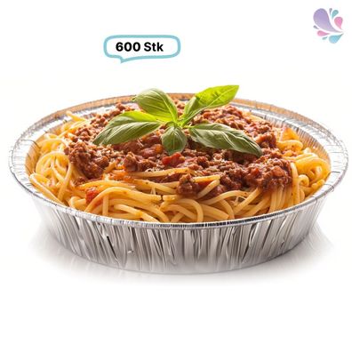 Alu-Schale, Menüschale, 830ml, ungeteilt, rund, 600 Stk, 18cm Ø, Höhe 4,3 cm