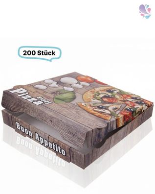 Pizzakarton Pizzabox 33x33x4 weiß mit Neutraldruck 200 Stk, to go, take away, kompost
