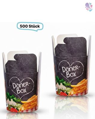Food Container Dönerbox mit Faltverschluss 480ml 500 Stk, to go, take away, biologisc