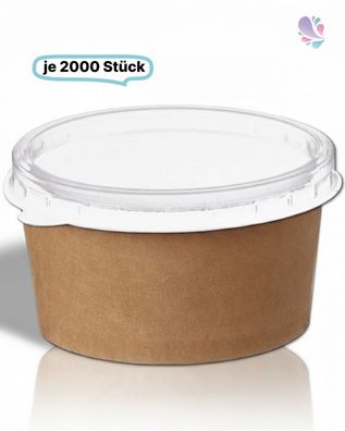 SET: Dressingbecher groß, Becher braun 60ml + Deckel, 2000 Stück, to go, take away, b