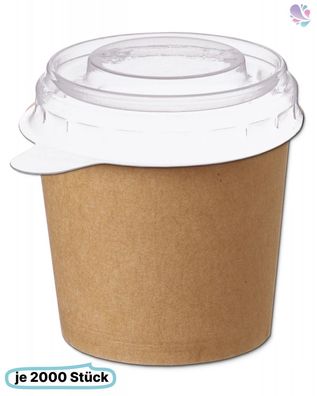 SET: Dressingbecher klein, Becher braun 30ml + Deckel, 2000 Stück, to go, take away,