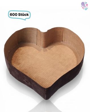 Papier-Backformen Herz klein, 600 Stück, 135x135x35mm, 420ml, Backofen geeignet, alum
