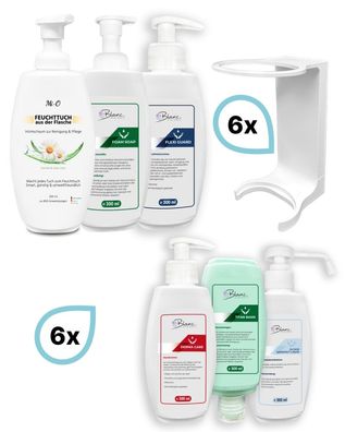 Komplett-set: Mini Fix-STARTER- 6x Mini Fix Spender, weiß oder schwarz + je eine Flas