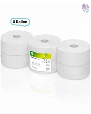 JUMBO/ GIANT Comfort Toilettenpapier Großrollen, 6 Rollen, 2-lagig, 380m je Rolle, Re