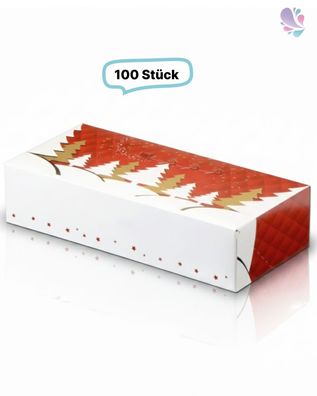 Gebäckkarton , Papier-Stollenkiste, Winterlandschaft, 100 Stück, verschiedene Größen,