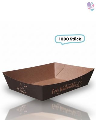 Gebäckschalen, Papier-Schalen, Frohe Weihnachten, 1000 Stück, 130x90x35mm, aluminiumf