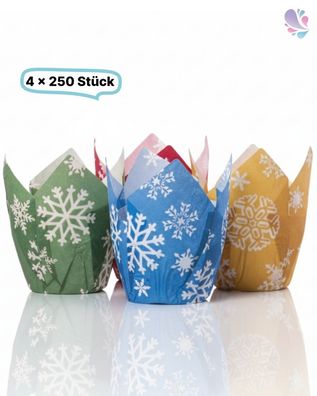 Muffin Tulip Cups, Einweg Papier- Backform, Winter, 160x160x50mm, 4x250 Stk, to go, t