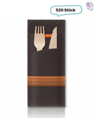 Bestecktasche mit integrierter Serviette, 8,5 x 20 cm, 520 Stück, verschiedene Design