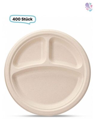 Menüteller aus Holzfaser, Ø26 cm, 400 Stk, wood fiber, nassfest & fettdicht, Holz aus