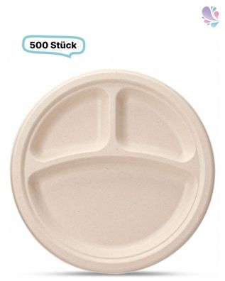 Menüteller aus Holzfaser, Ø22 cm, 500 Stk, wood fiber, nassfest & fettdicht, Holz aus
