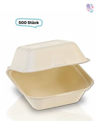 Hamburger-Box groß Holzfaser, 145 x 145 x 70 mm, 500 Stk, wood fiber, stabil & nassfe