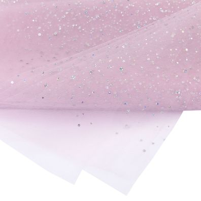 Tüll Stoff mit Glitzer Punkten 150cm x 3m Rosa