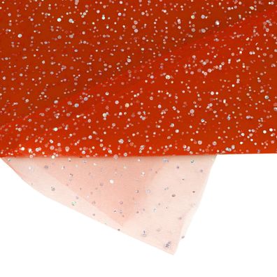 Tüll Stoff mit Glitzer Punkten 150cm x 3m Rot