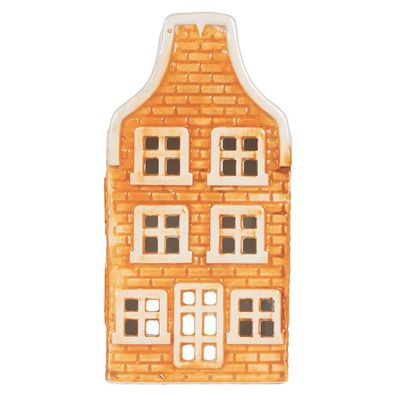 Clayre & Eef Teelichthalter Haus 9x10x19 cm Orange Keramik (Gr. 9x10x19 cm)