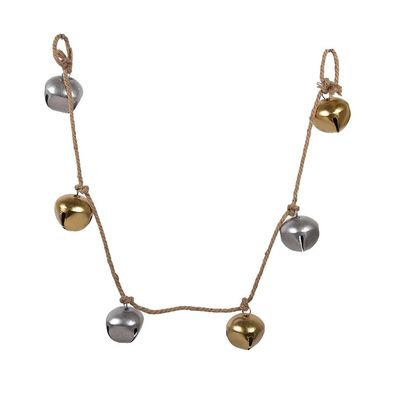 Clayre & Eef Anhänger Klingel 8x8x135 cm Silberfarbig Goldfarbig Metall