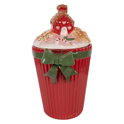 Clayre & Eef Vorratsglasdeckel 16x14x27 cm Rot Keramik (Gr. 16x14x27 cm)