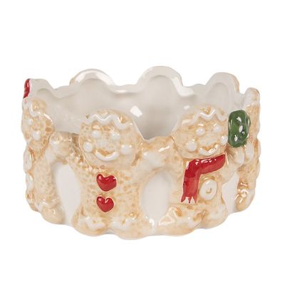 Clayre & Eef Schale Ø 14x7 cm Braun Beige Keramik Pfefferkuchenmann (Gr. Ø 14x7 cm)