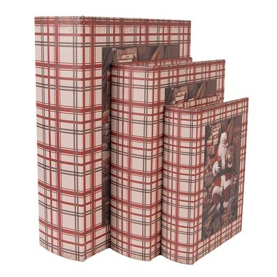 Clayre & Eef Aufbewahrungsbox 3er Set Bücher 27/ 22 / 18 cm Braun MDF
