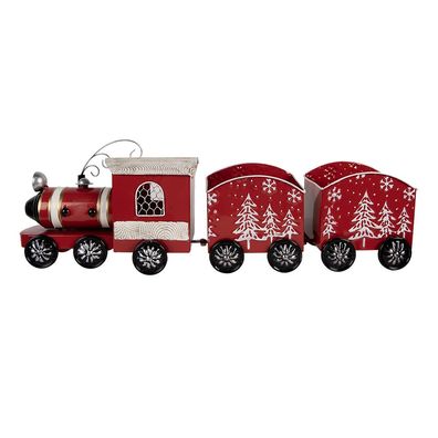 Clayre & Eef Weihnachtsdekorationsfigur Zug 64x13x21 cm Rot Metall (Gr. 64x13x21 cm)