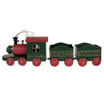 Clayre & Eef Weihnachtsdekorationsfigur Zug 65x13x23 cm Grün Metall (Gr. 65x13x23 cm)