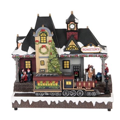 Clayre & Eef Weihnachtsdekoration mit LED-Beleuchtung und Musik Zug 32x16x30 cm