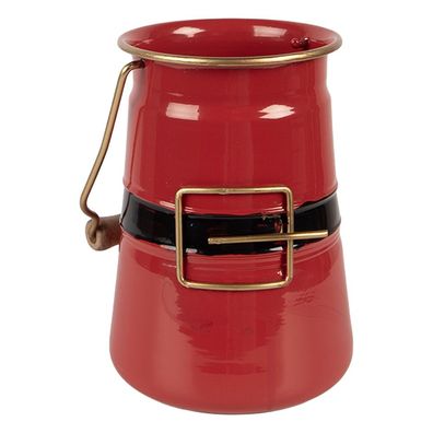 Clayre & Eef Dekoration Eimer 12x10x16 cm Rot Metall (Gr. 12x10x16 cm)