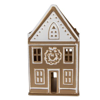 Clayre & Eef Teelichthalter Haus 12x11x22 cm Goldfarbig Metall (Gr. 12x11x22 cm)