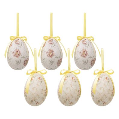 Clayre & Eef Ostern Anhänger Satz von 6 Ei Ø 7x10 cm Mehrere Kunststoff