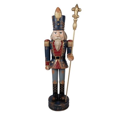 Clayre & Eef Dekorationsfigur Nussknacker 39x30x136 cm Blau Keramikmaterial