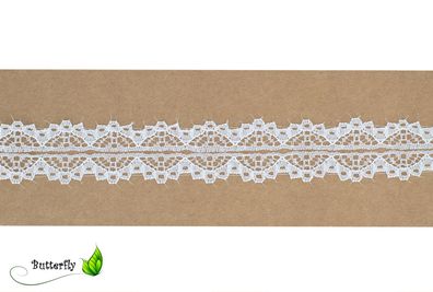 Spitzenband 25mm mit beidseitiger Bogenkante Vintage 10m Weiß